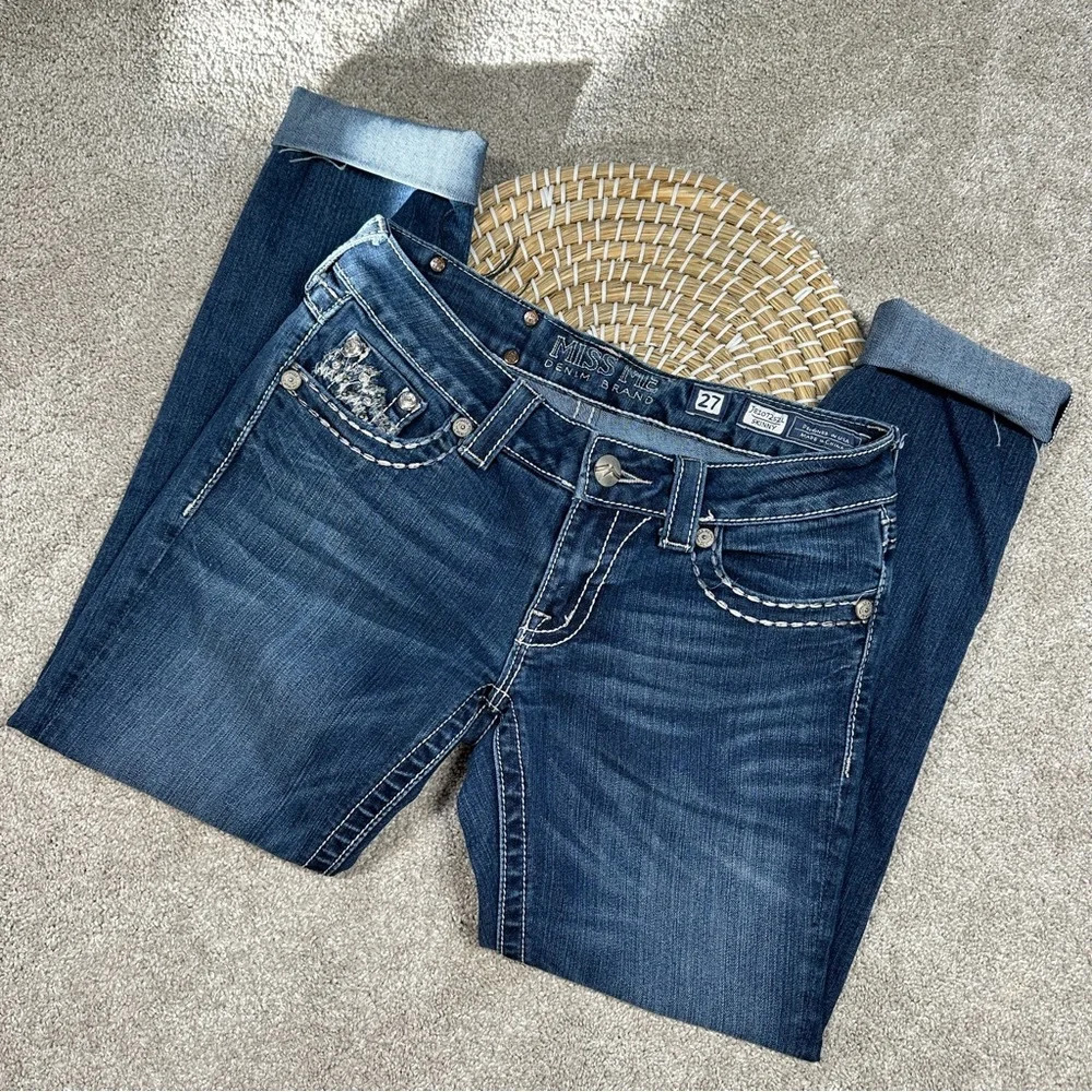 Miss Me Indigo Skinny Jeans with Embellished Pockets